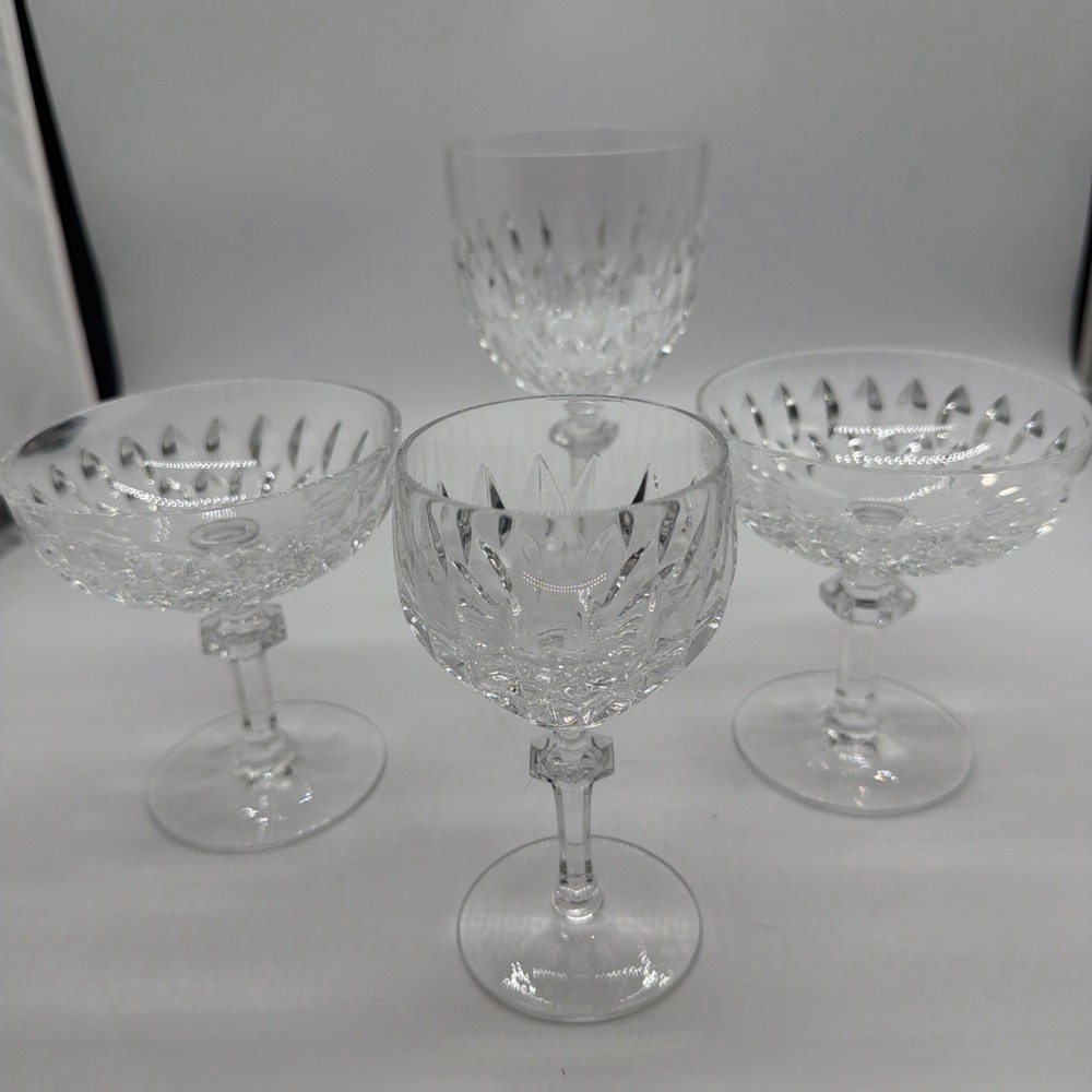 Gorham Lot Of  Crystal 5" Champagne Sherbert Glasses  With A Wine & Water Glass